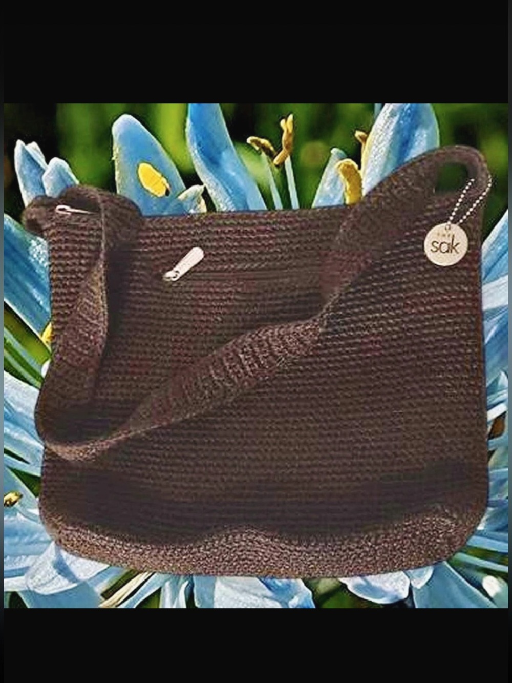 The Sak Dark Brown Crochet Shoulder Bag sz Medium